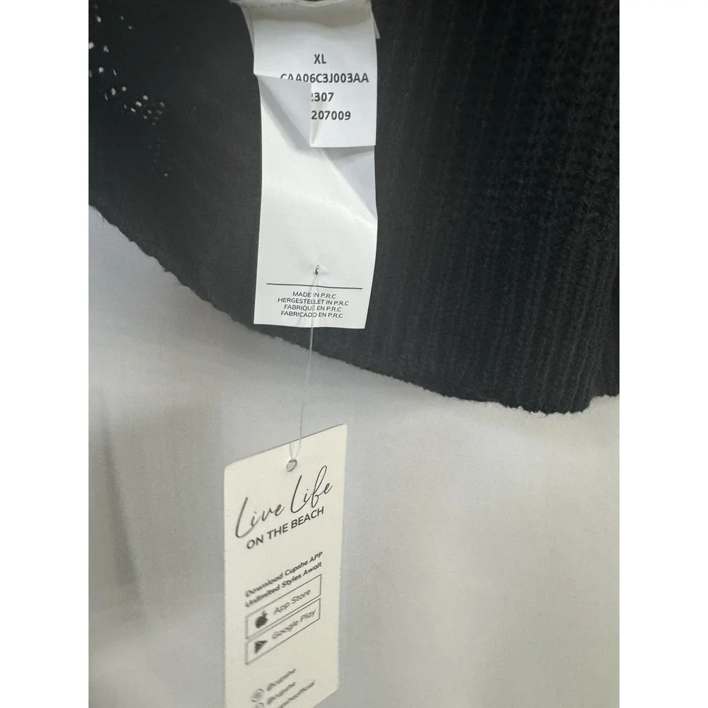 CUPSHE Black Knit Sweater Dress NWT Size XL Scoop Neck Ribbed Bodycon Midi Dress